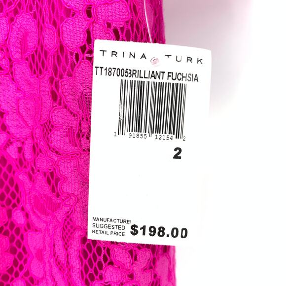 Trina Trina Turk Women's Size 2 Azul Off The Shoulder Lace Dress Fuchsia Pink - Picture 3 of 7